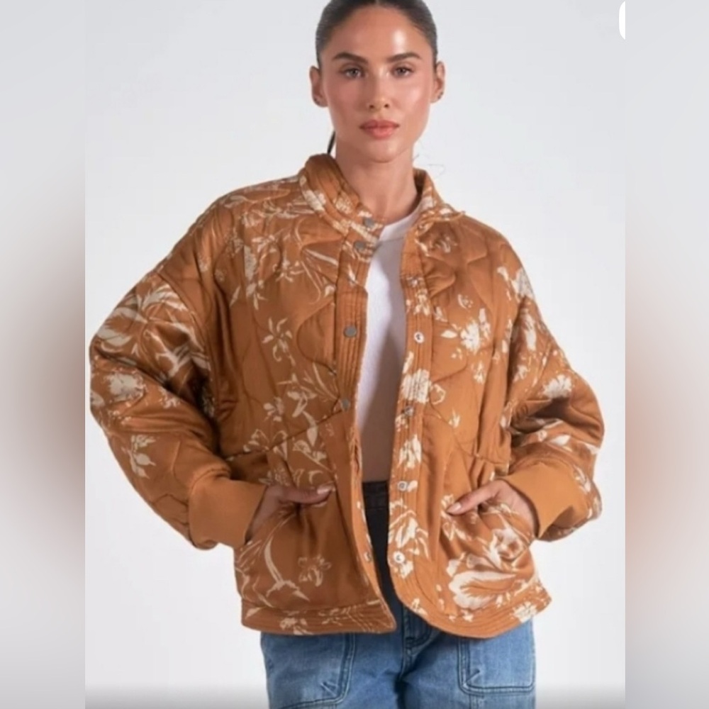ELAN gold floral Bomber